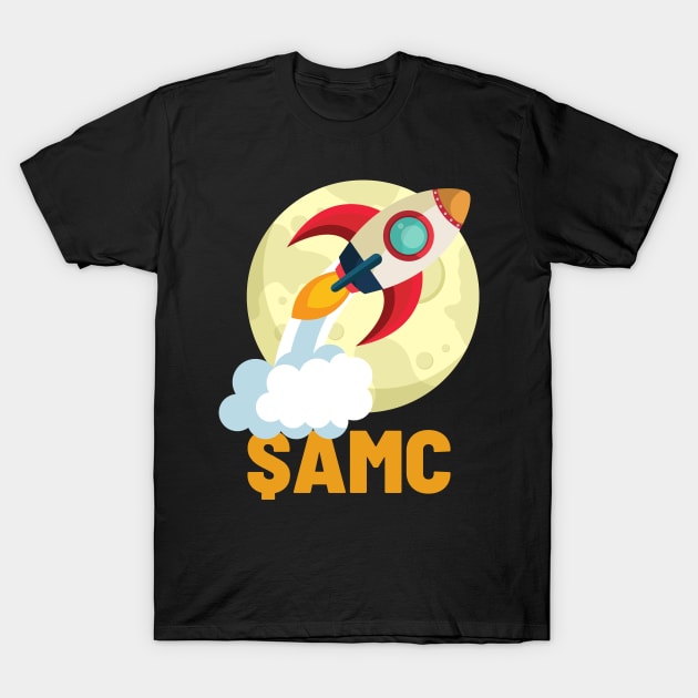 $AMC Rocket Stock To The Moon Trading T-Shirt T-Shirt by SPOKN